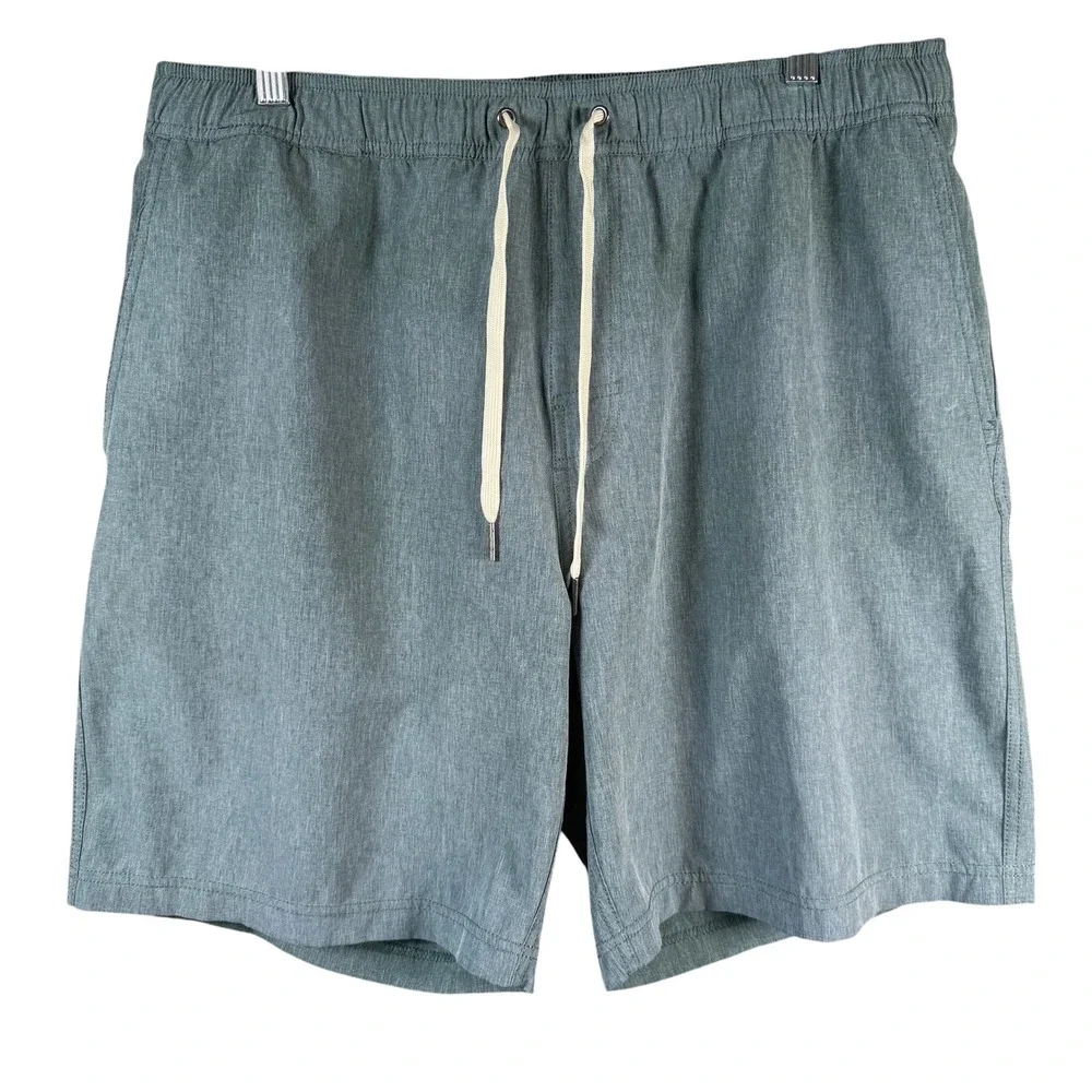 Fair Harbor The Anchor Swim Shorts Men XL Blue Heather Lined Board‎ Shorts